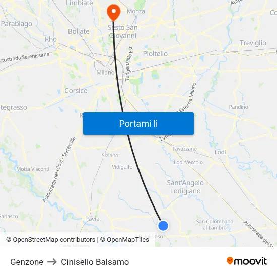 Genzone to Cinisello Balsamo map