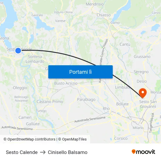 Sesto Calende to Cinisello Balsamo map