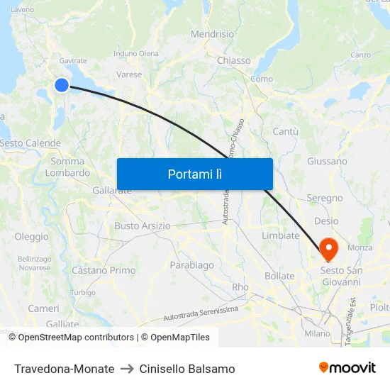 Travedona-Monate to Cinisello Balsamo map