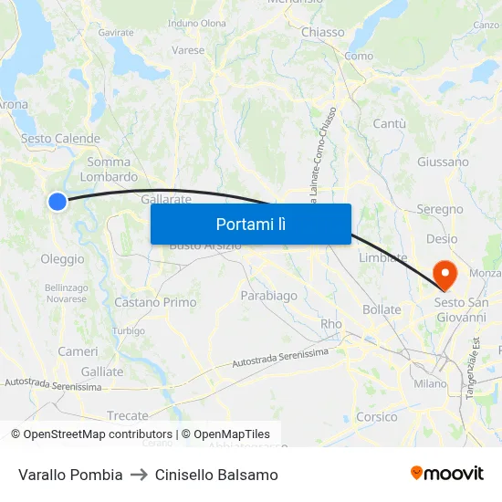 Varallo Pombia to Cinisello Balsamo map
