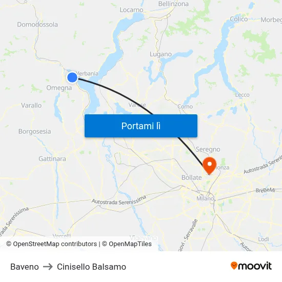 Baveno to Cinisello Balsamo map