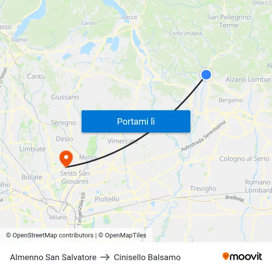 Almenno San Salvatore to Cinisello Balsamo map