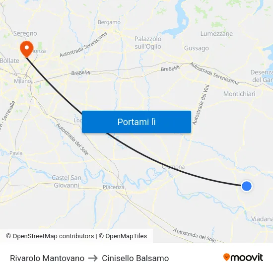 Rivarolo Mantovano to Cinisello Balsamo map