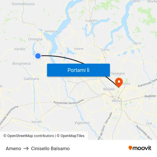 Ameno to Cinisello Balsamo map