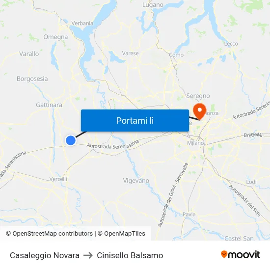 Casaleggio Novara to Cinisello Balsamo map