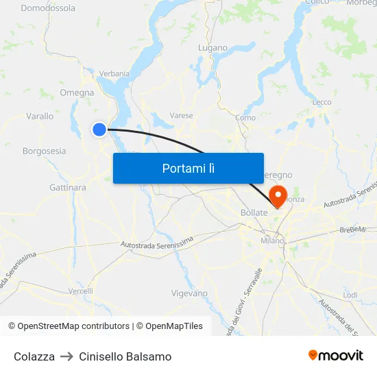 Colazza to Cinisello Balsamo map