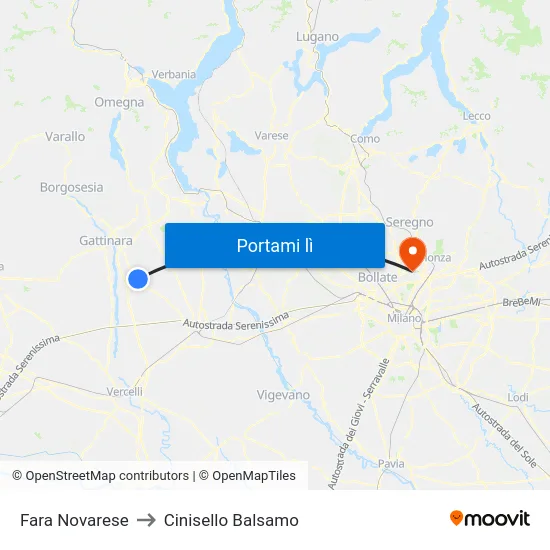 Fara Novarese to Cinisello Balsamo map