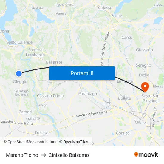 Marano Ticino to Cinisello Balsamo map