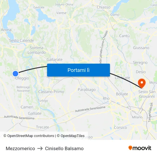 Mezzomerico to Cinisello Balsamo map