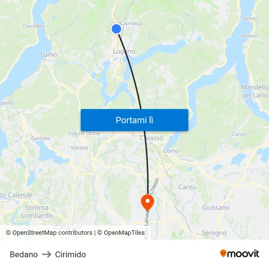 Bedano to Cirimido map