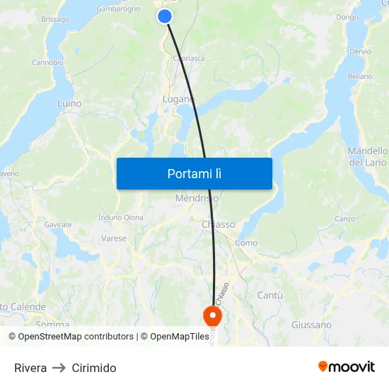 Rivera to Cirimido map