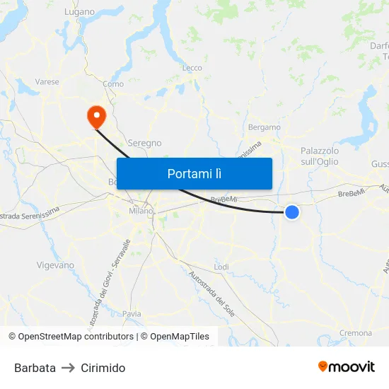 Barbata to Cirimido map