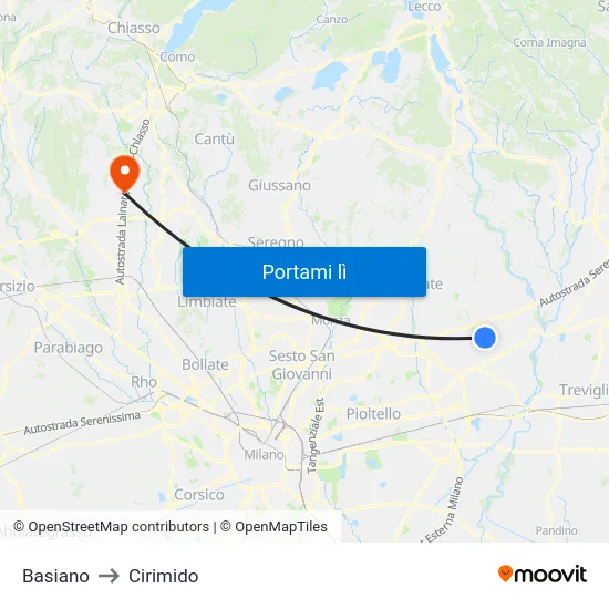 Basiano to Cirimido map
