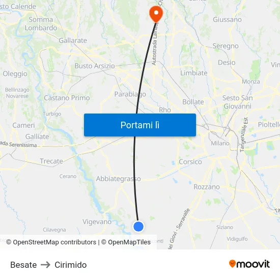 Besate to Cirimido map