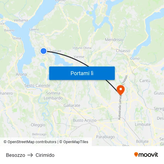 Besozzo to Cirimido map