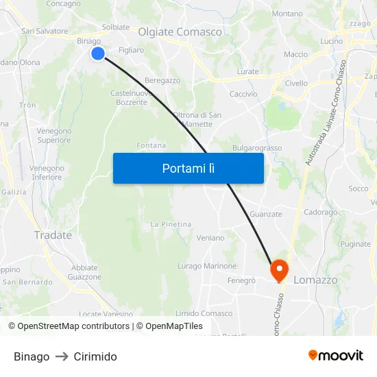 Binago to Cirimido map