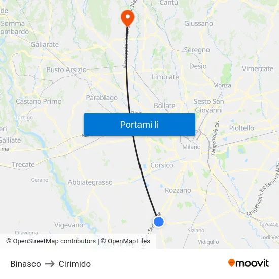 Binasco to Cirimido map