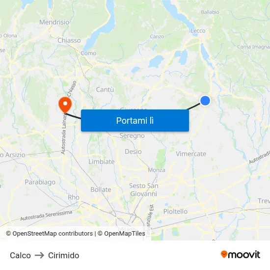 Calco to Cirimido map