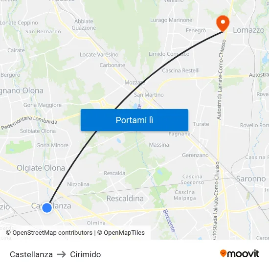 Castellanza to Cirimido map