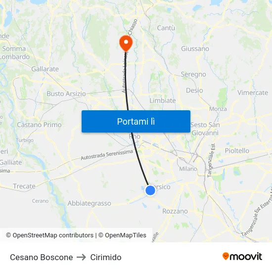 Cesano Boscone to Cirimido map