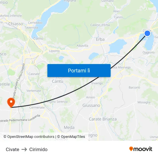 Civate to Cirimido map