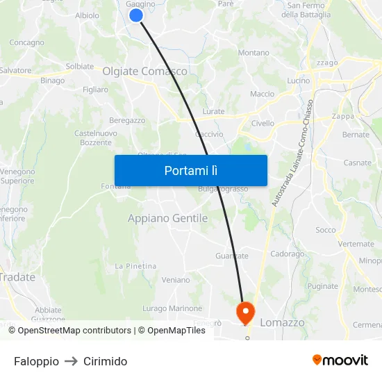 Faloppio to Cirimido map