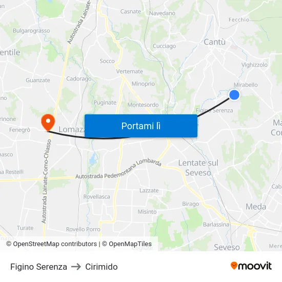 Figino Serenza to Cirimido map