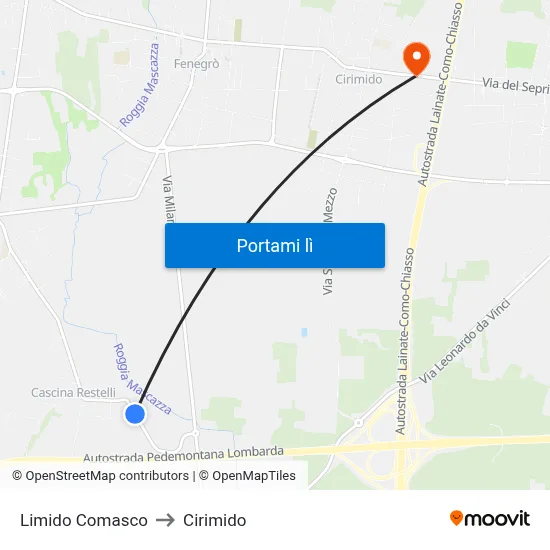 Limido Comasco to Cirimido map