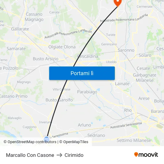 Marcallo Con Casone to Cirimido map