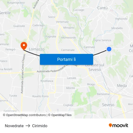 Novedrate to Cirimido map