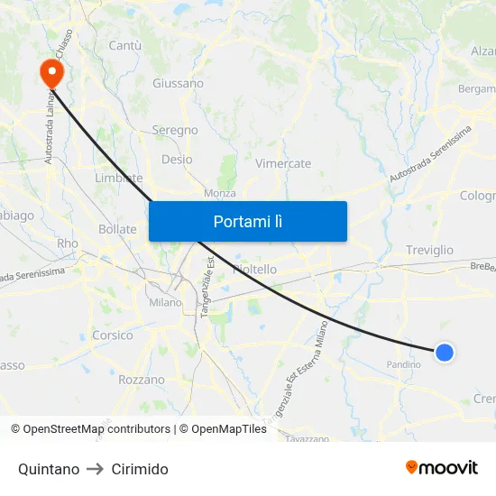 Quintano to Cirimido map