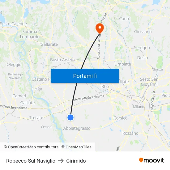 Robecco Sul Naviglio to Cirimido map