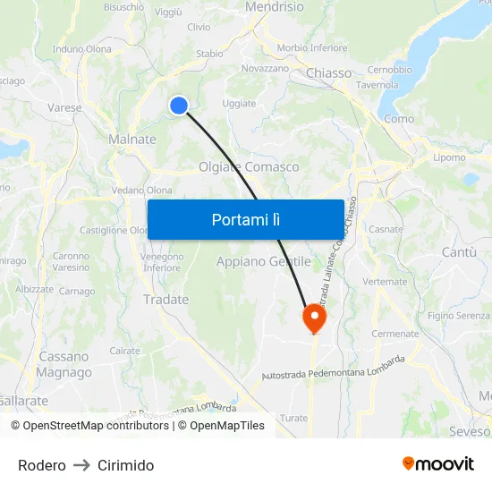 Rodero to Cirimido map