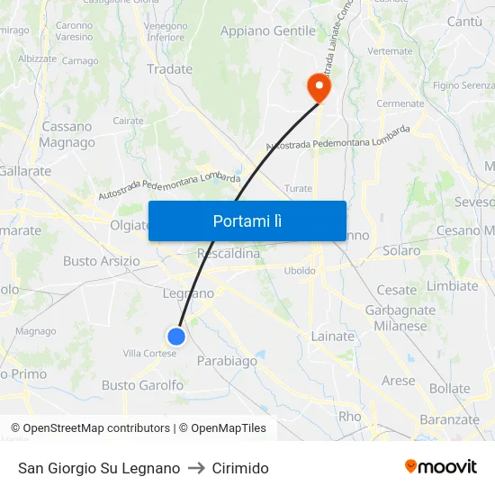 San Giorgio Su Legnano to Cirimido map