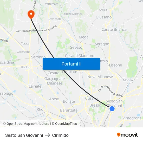 Sesto San Giovanni to Cirimido map