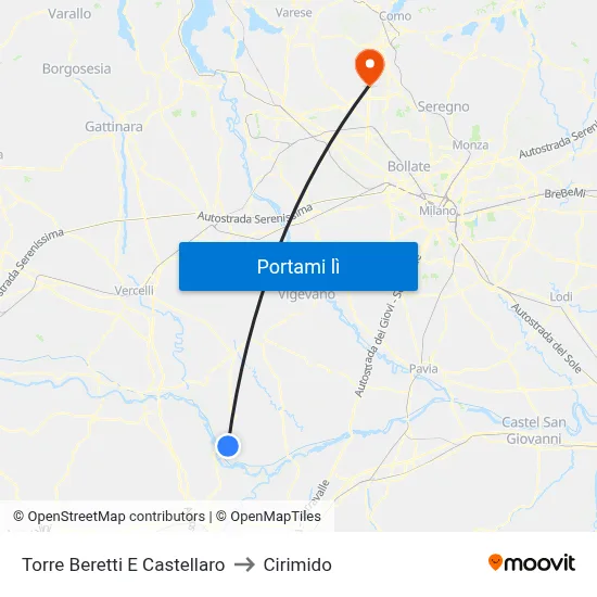 Torre Beretti E Castellaro to Cirimido map