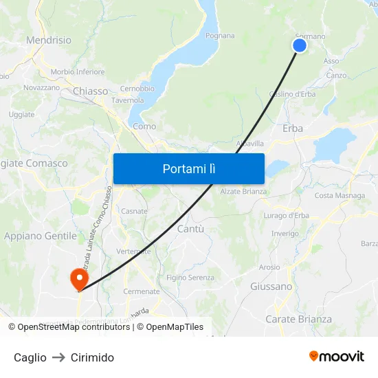 Caglio to Cirimido map