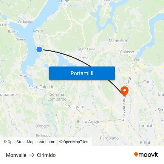 Monvalle to Cirimido map