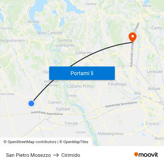 San Pietro Mosezzo to Cirimido map