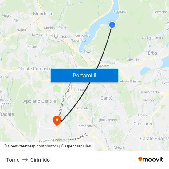 Torno to Cirimido map