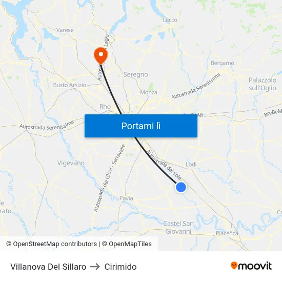 Villanova Del Sillaro to Cirimido map