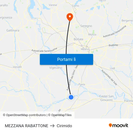 MEZZANA RABATTONE to Cirimido map