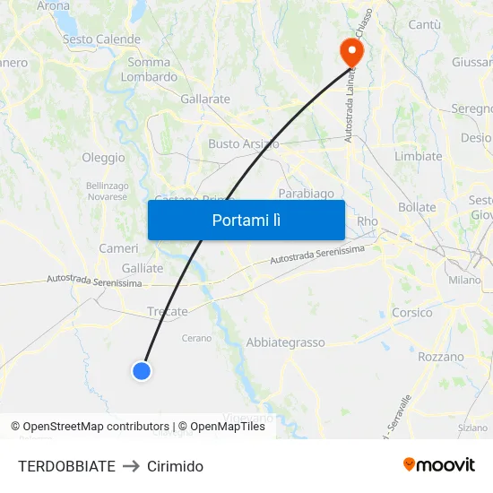 TERDOBBIATE to Cirimido map