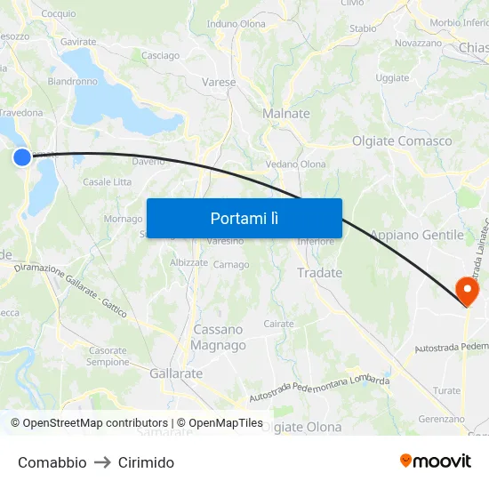 Comabbio to Cirimido map
