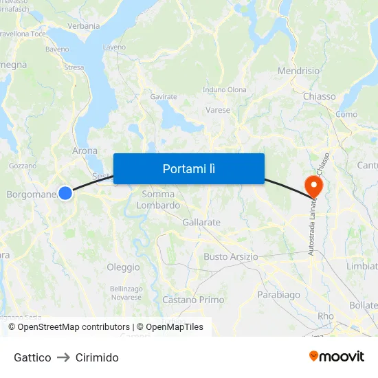 Gattico to Cirimido map