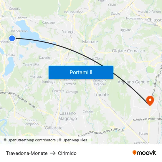 Travedona-Monate to Cirimido map