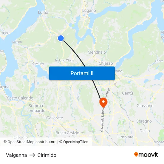 Valganna to Cirimido map
