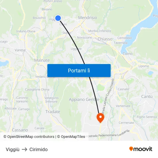 Viggiù to Cirimido map