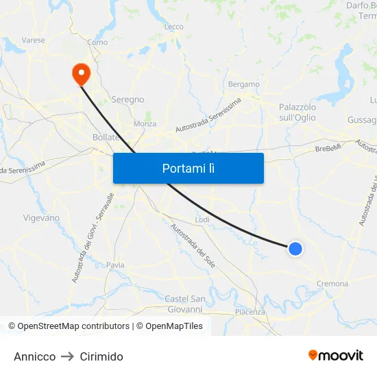 Annicco to Cirimido map