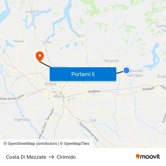 Costa Di Mezzate to Cirimido map